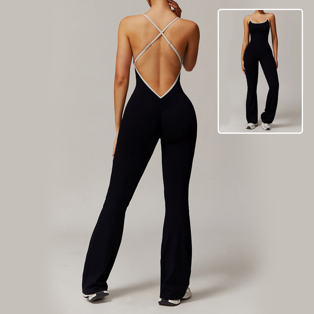 STRAPPY SEXY AND FLARED JUMPSUIT