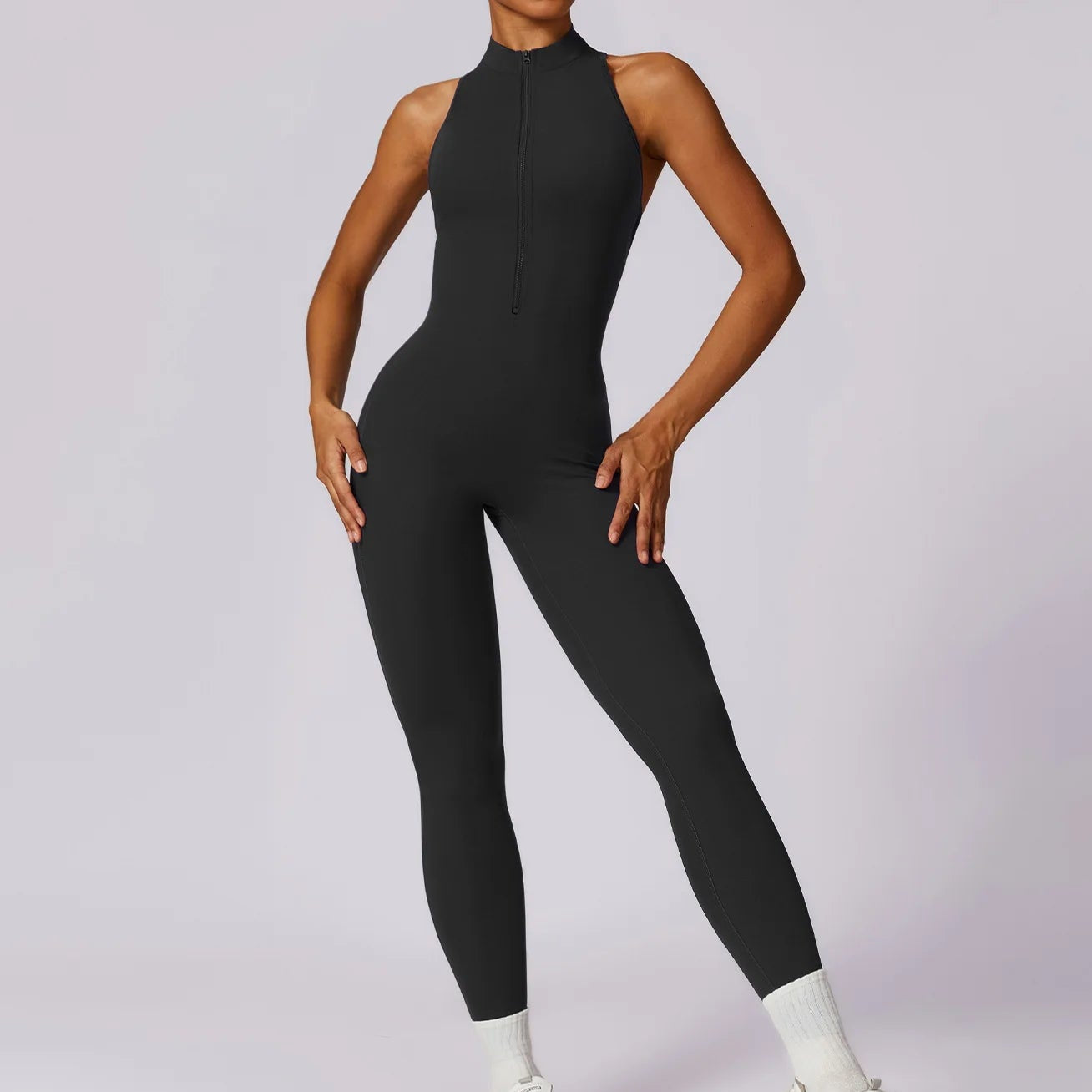 SCULPTING HIGH-NECK JUMPSUIT