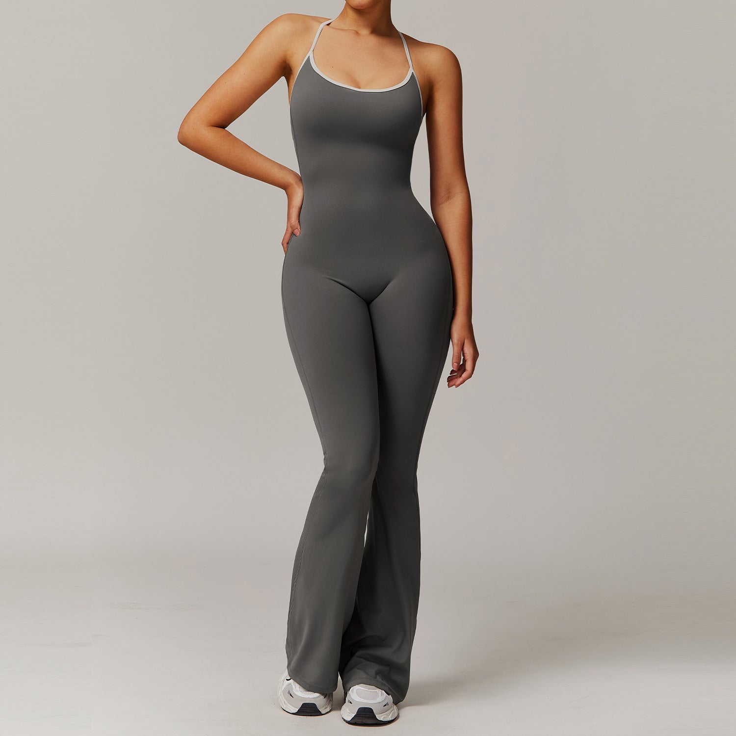 STRAPPY SEXY AND FLARED JUMPSUIT